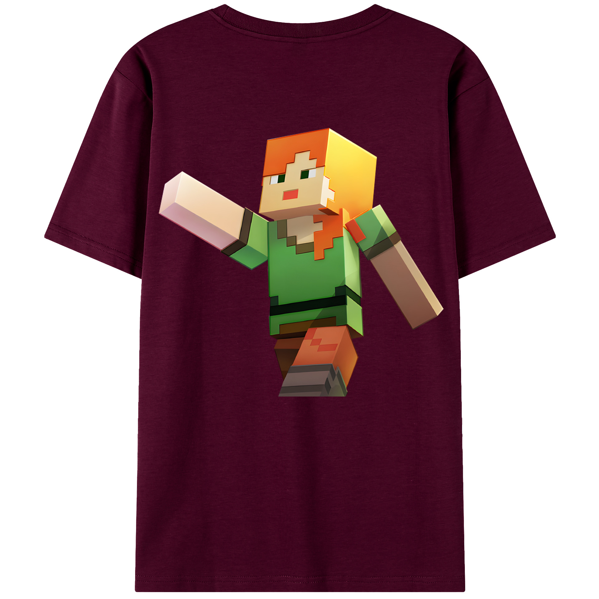 （画像用） マインクラフト ブロックの世界 Minecraft MC Block world レディース半袖Tシャツ(バックプリント)